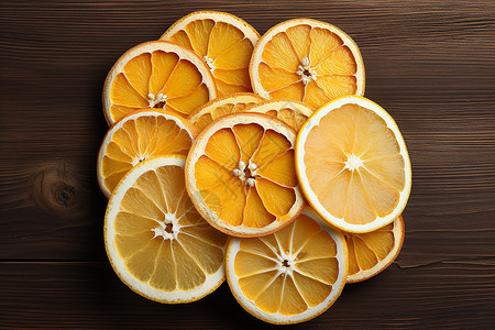 一片片黄色的柑橘干背景图片