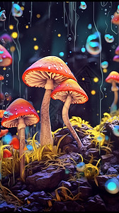 森林里的野生蘑菇背景图片