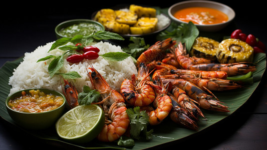 有东南亚风情海鲜饭高清图片