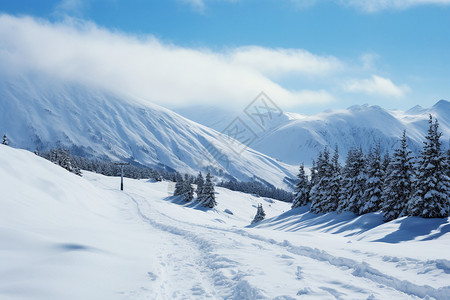 大雪时节白茫茫白茫茫的阿尔卑斯山背景