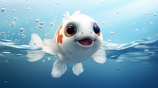 海里的鱼一条可爱的卡通鱼插画
