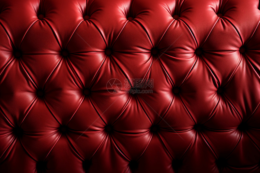 一款皮制的红色沙发图片