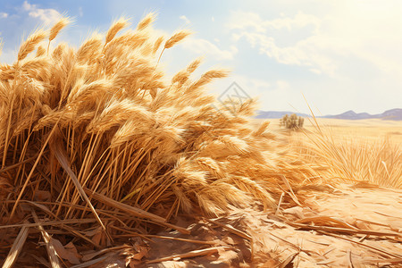 金黄色的小麦田背景图片