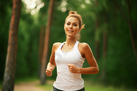 公园中跑步锻炼的女子图片
