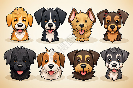 动物种类一只只不同种类的狗狗插画