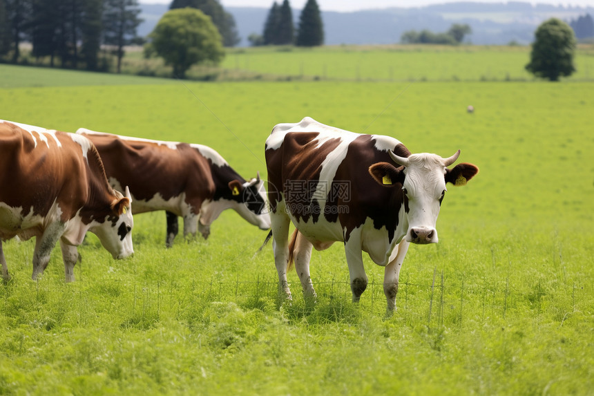 夏季草原牧场中的牛群图片