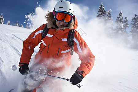 在山上滑雪的女人图片