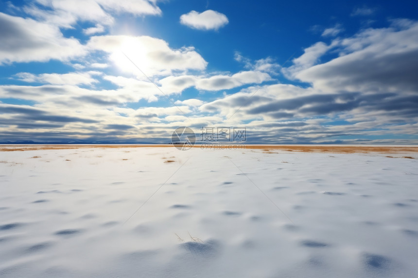 白雪皑皑的乡村田野景观图片