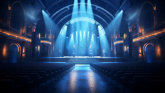 高端蓝色舞台背景图片