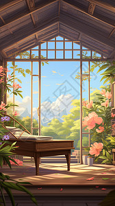 夏季休闲的室内休息区背景图片