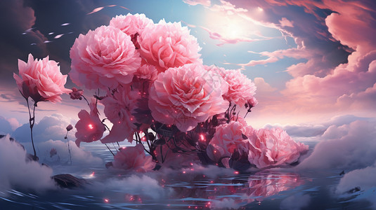 梦幻般的粉色花朵背景图片
