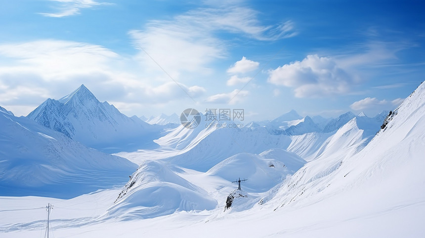 高原地区的雪山景观图片