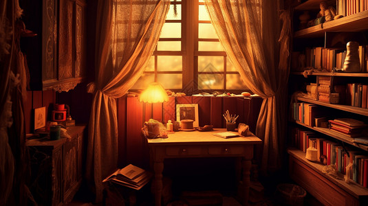 室内家居温馨的读书空间背景图片