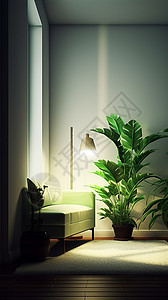 现代室内家居的绿植盆栽图片