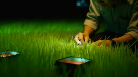使用电子检测杂交水稻质量高清图片