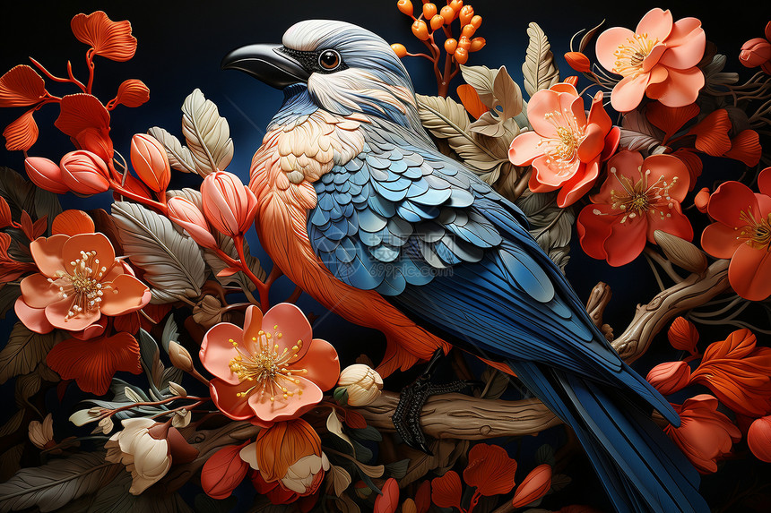 花卉和鸟类艺术图片
