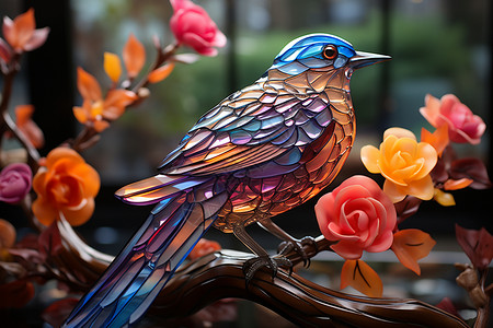 彩色装饰的小鸟图片