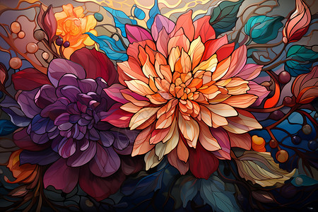彩色的艺术花卉背景图片