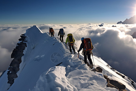 团队爬雪山户外探险之旅背景