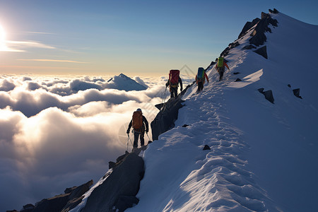 危险征兆攀登雪山的团队背景