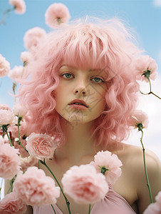 充满活力的粉色头发女孩图片