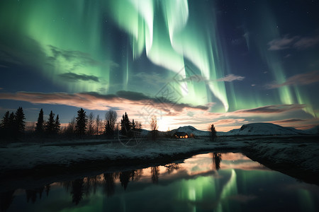 冰岛晚上的极光图片