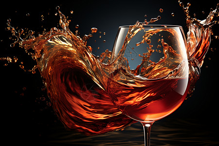 旋转的红酒液体背景图片