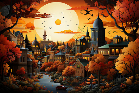 充满活力的秋天城市图片