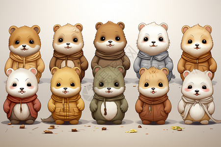 十只动物可爱的十只仓鼠插画