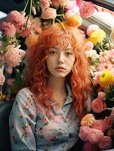 美丽粉红色头发的女孩图片
