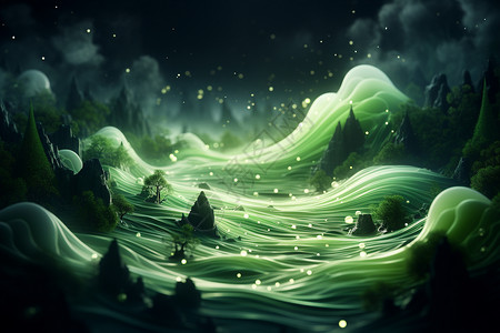抽象绿色波浪图片