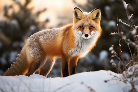 冬季可爱红狐狸图片