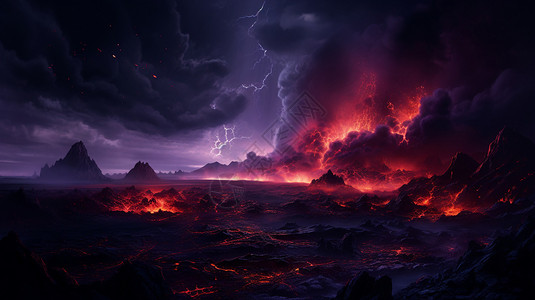 火山喷发岩浆背景图片