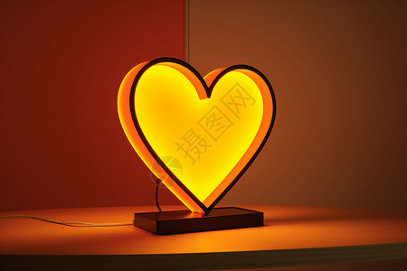 台灯黄色照明创意心形台灯设计图片