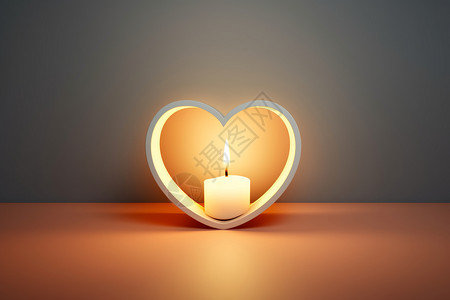 一个心形装饰的蜡烛图片
