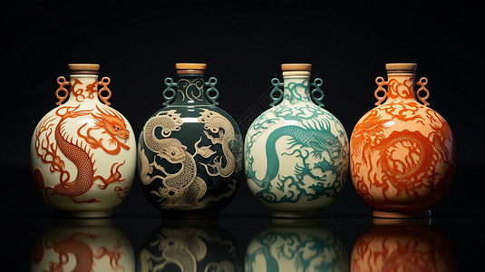 民族风格彩陶瓶图片
