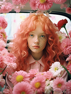 粉色头发的少女图片