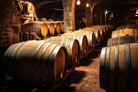意大利葡萄园传统的地下酒窖背景