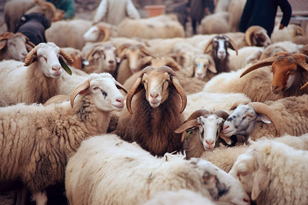 街道上的羊群背景图片