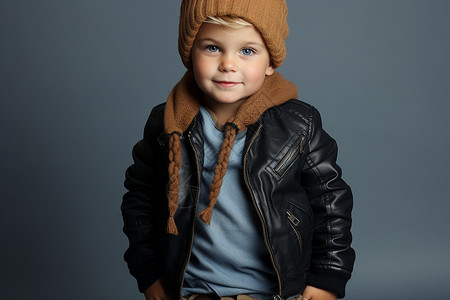 时尚可爱帽子冬天时尚的小男孩背景