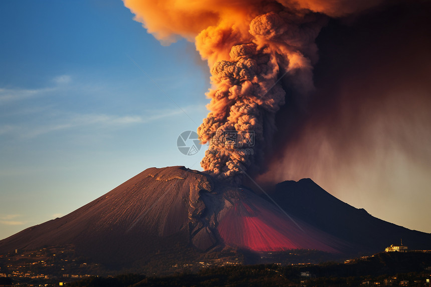 火山爆发的自然景观图片