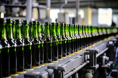 工业啤酒素材工业啤酒加工厂的自动化流水线背景