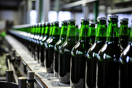 工业啤酒素材啤酒加工厂的自动化流水线背景