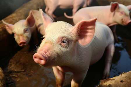 农业养猪场中的猪崽高清图片
