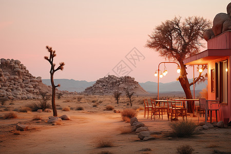 傍晚时分沙漠餐厅图片