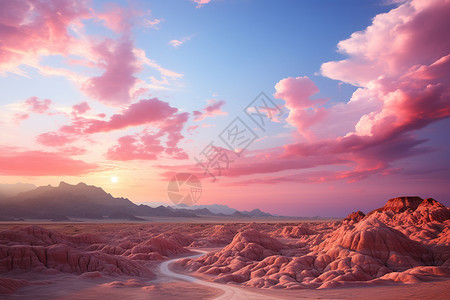 创意美感的粉色沙漠背景图片