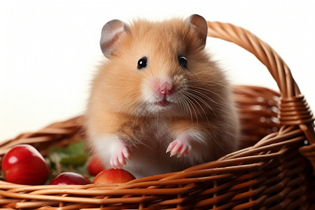 篮子里的仓鼠动物背景图片