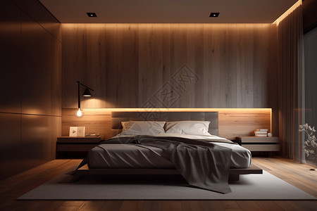智能灯光控制时尚的卧室背景