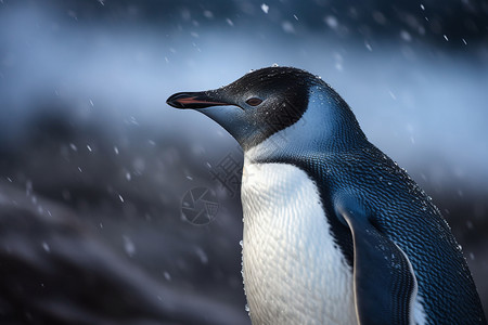 冬季的南极企鹅背景图片