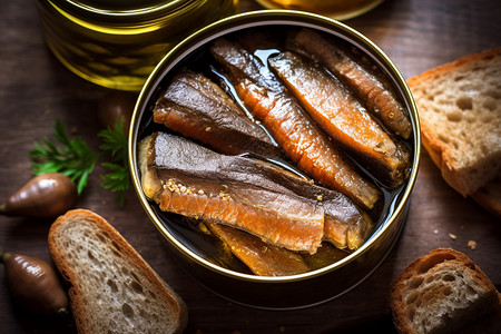 沙丁鱼罐头烟熏鲭鱼高清图片
